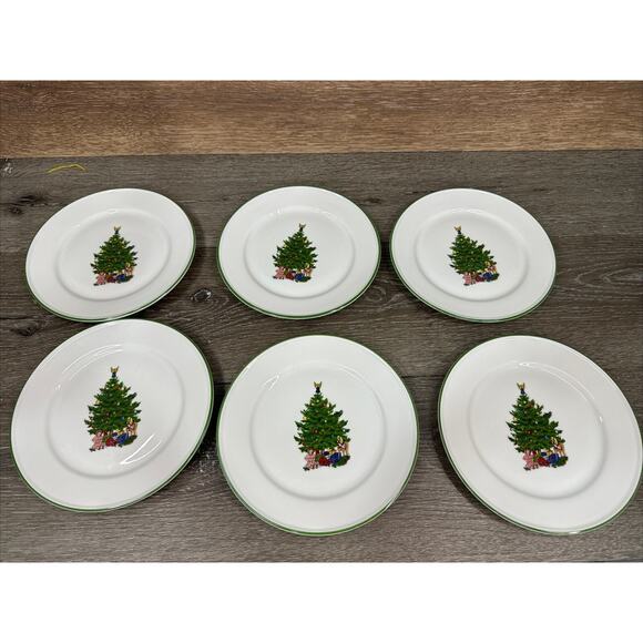 1960’s KRONESTER Bavaria Germany Christmas Tree Pattern 7-3/4” Salad Plates~6 Pc - Picture 6 of 9